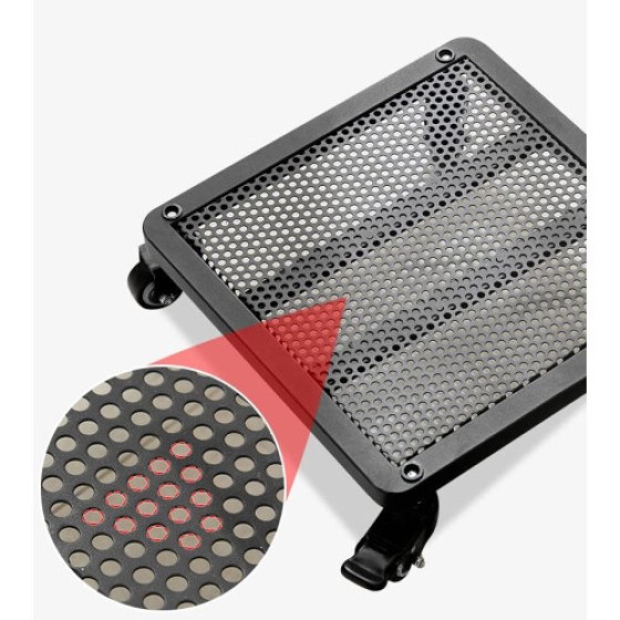 大きな四角い鉄製植物ポットトロリー（ブレーキ付き）40x40cm 黒色 室内外ガーデン用花鉢スタンド